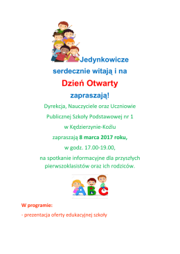 Dzień Otwarty - Publiczna Szkoła Podstawowa nr 1 w Kędzierzynie