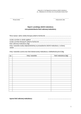 Zał. nr 2 - do Regulaminu Konkursu zbi&oacute;rki makulatury.