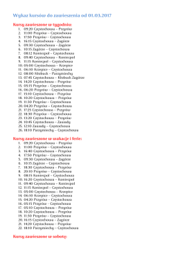 Wykaz kursów do zawieszenia od 01.03.2017 - Pks