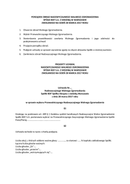 porządek obrad nadzwyczajnego walnego