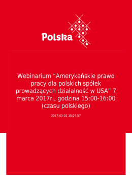 Webinarium “Amerykańskie prawo pracy dla polskich spółek
