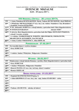 intencje mszalne - Sanktuarium Miłosierdzia Bożego w Świebodzinie