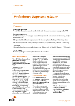 Podatkowe Espresso 9/2017