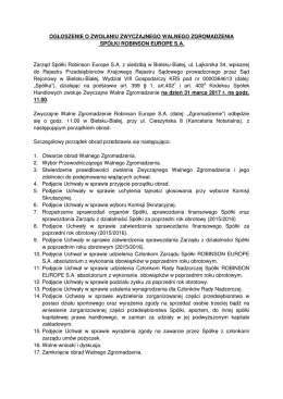 OGŁOSZENIE O ZWOŁANIU ZWYCZAJNEGO