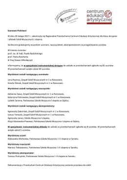 Szanowni Państwo! W dniu 26 lutego 2017 r. zakończyły się