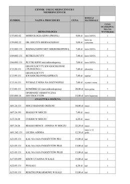 CENNIK USŁUG MEDYCZNYCH I NIEMEDYCZNYCH NA STRONĘ