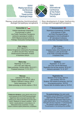 Komunikat - Katedra Hydrobiologii