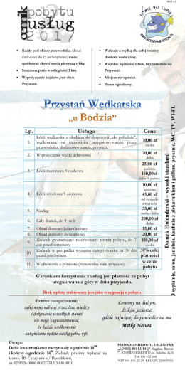 Ceny usług - Łowię, bo lubię