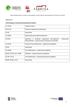 6 Załącznik 2 Harmonogram animowania/mapowania dzielnic 17