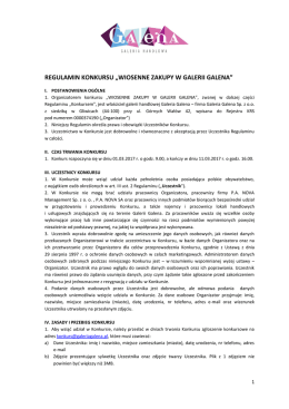 regulamin konkursu &bdquo;wiosenne zakupy w galerii galena&rdquo;