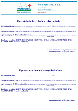 Upoważnienie do wydania wyniku badania