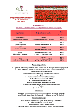 Weekend czerwcowy - Apartamenty Malina