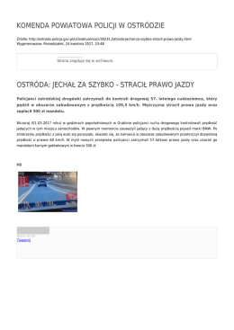 jechał za szybko - stracił prawo jazdy