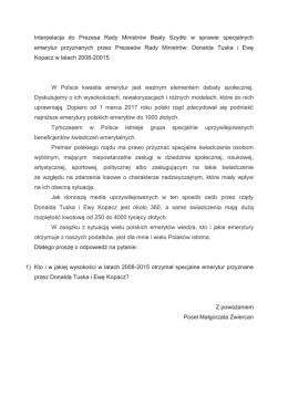 Interpelacja do Prezesa Rady Ministr&oacute;w Beaty Szydło w sprawie