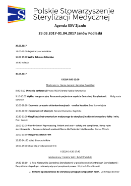 Agenda XXV Zjazdu 29.03.2017