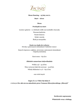 25 luty Dancing Menu
