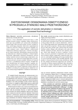 zastosowanie odwadniania osmotycznego w produkcji
