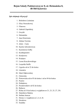 Rejon Szkoły Podstawowej nr 8, ul. Hetmańska 8, 40