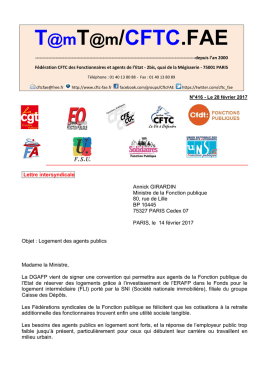 Lettre intersyndicale - Logement des agents publics - CFTC-FAE