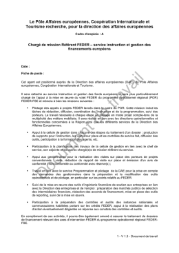 Charg&eacute;(e) de mission R&eacute;f&eacute;rent FEDER