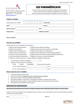 Profil du candidat Parcours du candidat Pi&egrave;ces &agrave; fournir par