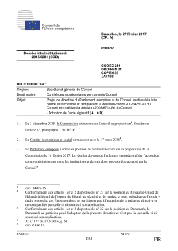 6580/17 SO/cc 1 DRI 1. Le 3 décembre 2015, la Commission a