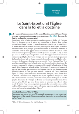 Le Saint-Esprit unit l`&Eacute;glise dans la foi et la doctrine