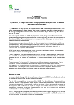 1er mars 2017 COMMUNIQU&Eacute; DE PRESSE `Spartacus`, la