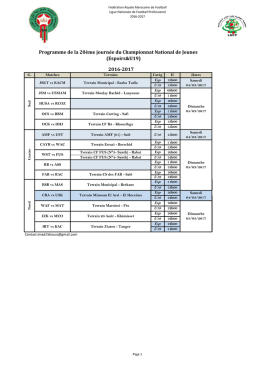 Programme de la 20ème journée du Championnat National