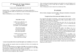 8 Dimanche du Temps Ordinaire 26 février 2017 ÉVANGILE