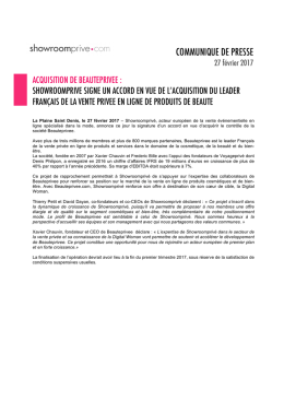 Accord en vue de l`acquisition de Beauteprivee