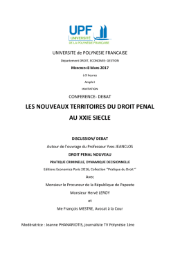 LES NOUVEAUX TERRITOIRES DU DROIT PENAL AU XXIE SIECLE