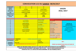 CONVOCATION U13 DU SAMEDI 04/03/2017