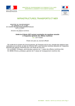 Arrêté du 9 février 2017 - Bulletin Officiel