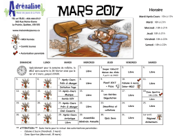 Consulter le calendrier du mois - Maison des Jeunes de La Prairie