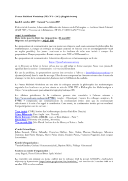 Appel aux contributions () - Ninth French Philosophy of