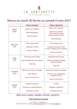 Télécharger le menu de la semaine