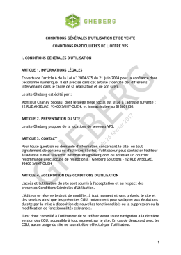 Conditions g&eacute;n&eacute;rales d`utilisation