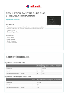 R&eacute;gulation sanitaire - RS 3100 et R&eacute;gulation Pluton