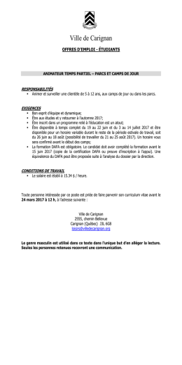 Animateurs (temps partiel)