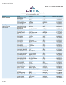 List of available positions by discipline