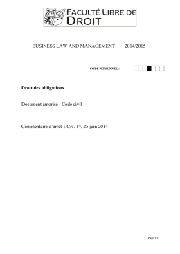 Epreuve de droit des obligations – Concours 2015