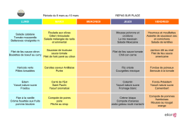 Menu du 6 au 10 mars