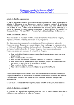 R&egrave;glement complet du Concours MACIF Prix MACIF Grand Est