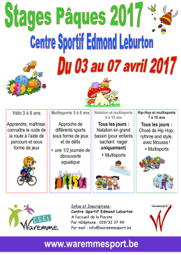 Stage P&acirc;ques - Waremme Sport