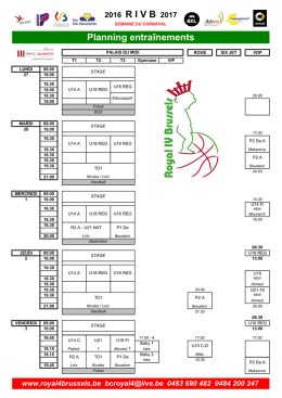 Planning spécial entraînements Carnaval