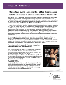 Pleins feux sur la santé mentale et les dépendances