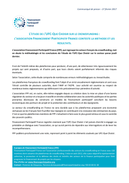 Communiqué - Financement Participatif France