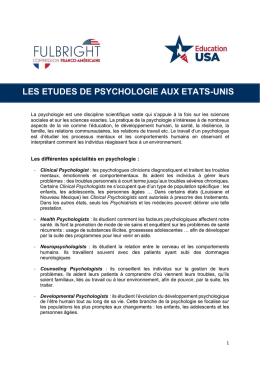 Les études de psychologie