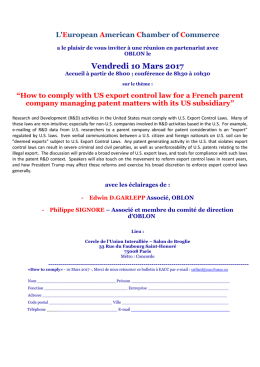 Vendredi 10 Mars 2017 - European American chamber of Commerce